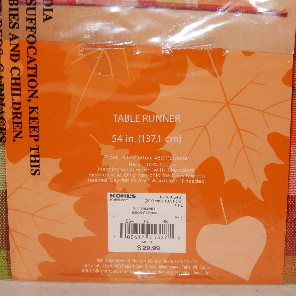 New Fall Table Runner Kohl's Celebrate Together Plaid 13